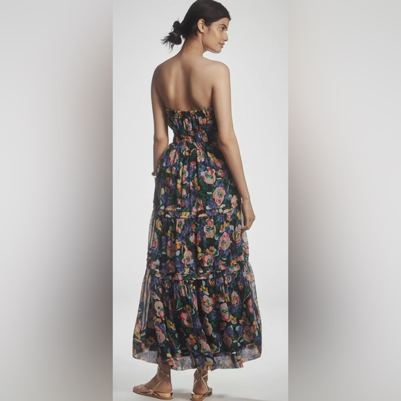 Anthropologie The Somerset Strapless Maxi Dress Blue Floral S NWT - Picture 2 of 6